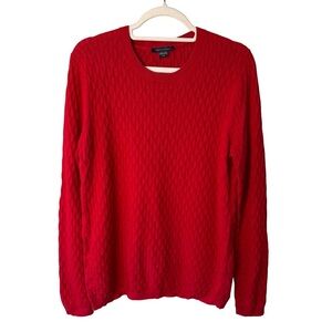 Tommy Hilfiger Vibrant Red Knit Sweater Size L Cozy Holiday Fall Winter Classic